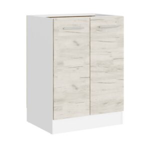 Кухонна нижня тумба з дверцятами 60×46×82 см без стільниці, білий / дуб крафт білий