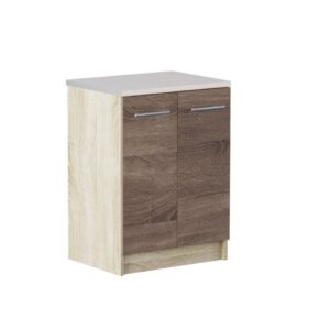 Кухонна нижня тумба з дверцятами 60×46×82 см зі стільницею, дуб сонома / трюфель