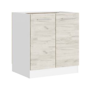 Кухонна нижня тумба з дверцятами 80×46×82 см без стільниці, білий / дуб крафт білий