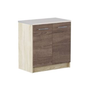 Кухонна нижня тумба з дверцятами 80×46×82 см зі стільницею, дуб сонома / трюфель