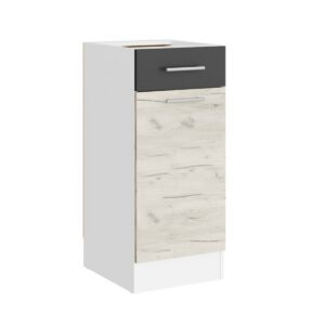 Кухонна нижня тумба з висувною шухлядою 30×46×82 см без стільниці, білий / дуб крафт білий