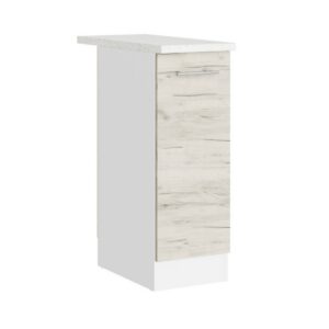 Кухонна нижня тумба з висувною шухлядою 30×46×82 см зі стільницею, білий / дуб крафт білий