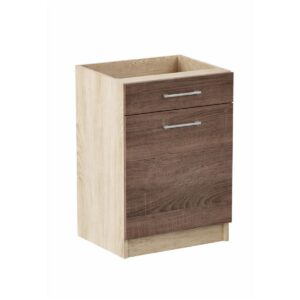 Кухонна нижня тумба з висувною шухлядою 50×46×82 см без стільниці, дуб сонома / трюфель