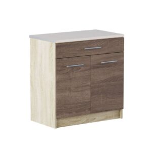 Кухонна нижня тумба з висувною шухлядою 80×46×82 см зі стільницею, дуб сонома / трюфель