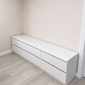 Тумба-комод під ТВ Лайн-2 без ручок, 210×45×56 см, ЛДСП, 6 шухляд, Білий
