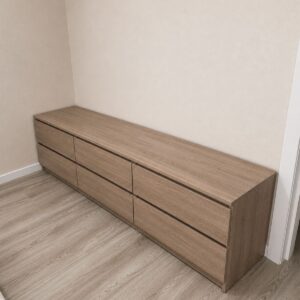 Тумба-комод під ТВ Лайн-2 без ручок, 210×45×56 см, ЛДСП, 6 шухляд, Дуб Сонома Трюфель